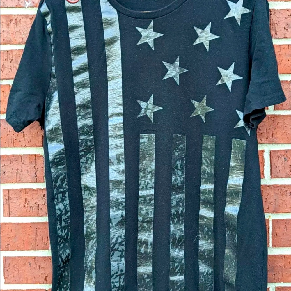 Cote De Nuits Designer Full American Flag Graphic Embellishments Mens  2x Black